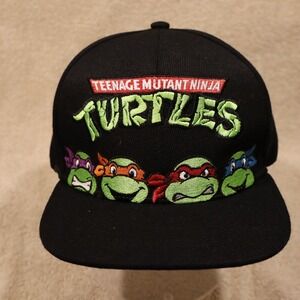 Teenage Mutant Ninja Turtles Black Snapback Hat Pizza Under Brim Men's